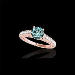 1.65 ctw SI Certified Fancy Blue Diamond Solitaire Ring 10K Rose Gold