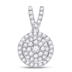 10kt White Gold Round Diamond Circle Frame Cluster Pendant 3/8 Cttw