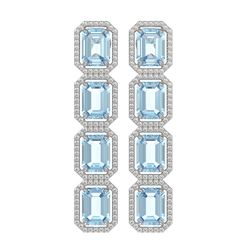19.49 ctw Aquamarine & Diamond Micro Pave Halo Earrings 10K White Gold