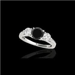 1.75 ctw Certified VS Black Diamond 3 Stone Ring 10K White Gold