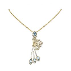 8.61 ctw Aquamarine & Diamond Necklace 18K Yellow Gold