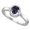 Image 1 : 10kt White Gold Round Blue Color Enhanced Diamond Cluster Ring 1/6 Cttw