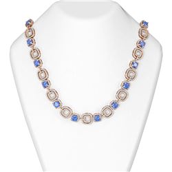 51.42 ctw Tanzanite & Diamond Necklace 18K Rose Gold