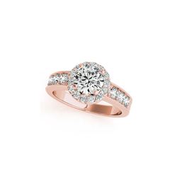 1.6 ctw Certified VS/SI Diamond Halo Ring 18K Rose Gold