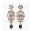 Image 1 : 14.52 ctw Emerald & Diamond Earrings 18K Rose Gold