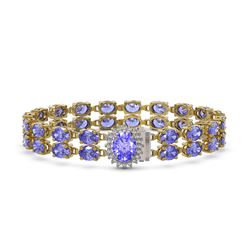 28.22 ctw Tanzanite & Diamond Bracelet 14K Yellow Gold