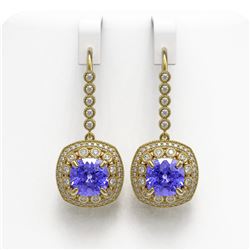 13.4 ctw Tanzanite & Diamond Victorian Earrings 14K Yellow Gold