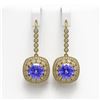 Image 1 : 13.4 ctw Tanzanite & Diamond Victorian Earrings 14K Yellow Gold