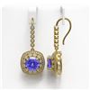 Image 2 : 13.4 ctw Tanzanite & Diamond Victorian Earrings 14K Yellow Gold