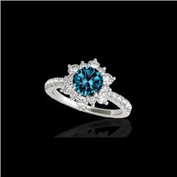 2.19 ctw SI Certified Fancy Blue Diamond Halo Ring 10K White Gold