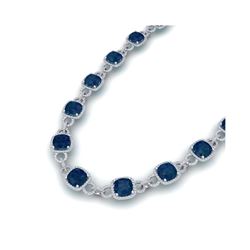 56 ctw Sapphire & VS/SI Diamond Necklace 14K White Gold