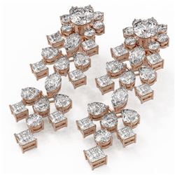13.8 ctw Mixed Cut Diamond Designer Earrings 18K Rose Gold