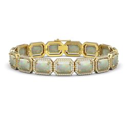 24.37 ctw Opal & Diamond Micro Pave Halo Bracelet 10K Yellow Gold
