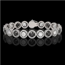13.96 ctw Black & Diamond Micro Pave Bracelet 18K White Gold