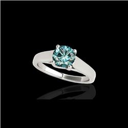 1.5 ctw SI Certified Fancy Blue Diamond Solitaire Ring 10K White Gold