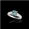 Image 1 : 1.5 ctw SI Certified Fancy Blue Diamond Solitaire Ring 10K White Gold