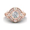 Image 2 : 1.12 ctw VS/SI Diamond Solitaire Art Deco Ring 18K Rose Gold