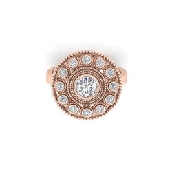 0.91 ctw Certified VS/SI Diamond Art Deco Ring 18K Rose Gold