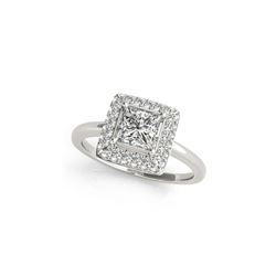 0.8 ctw Certified VS/SI Princess Diamond Halo Ring 18K White Gold