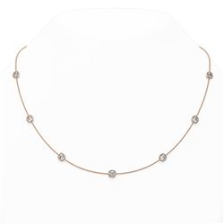 5.5 ctw Cushion cut Diamond Station Necklace 18K Rose Gold