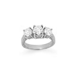 1.50 ctw Certified VS/SI Diamond 3 Stone Ring 18K White Gold