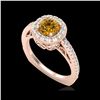 Image 1 : 1.55 ctw Intense Fancy Yellow Diamond Art Deco Ring 18K Rose Gold