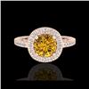 Image 2 : 1.55 ctw Intense Fancy Yellow Diamond Art Deco Ring 18K Rose Gold