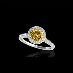 2.03 ctw Certified SI/I Fancy Intense Yellow Diamond Ring 10K White Gold