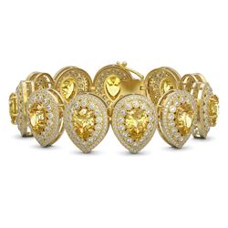 46.44 ctw Canary Citrine & Diamond Victorian Bracelet 14K Yellow Gold
