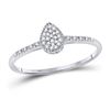 Image 1 : 10kt White Gold Round Diamond Teardrop Cluster Slender Ring 1/12 Cttw