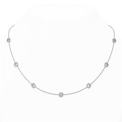 8.25 ctw Cushion cut Diamond Station Necklace 18K White Gold