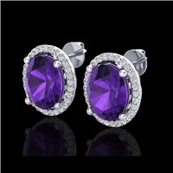 5 ctw Amethyst & Micro Pave VS/SI Diamond Earrings 18K White Gold