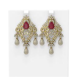15.15 ctw Ruby & Diamond Earrings 18K Yellow Gold
