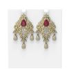 Image 1 : 15.15 ctw Ruby & Diamond Earrings 18K Yellow Gold