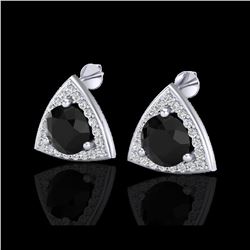 3.50 ctw Micro Pave Black Diamond Stud Earrings 18K White Gold