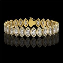 17.55 ctw Marquise Cut Diamond Micro Pave Bracelet 18K Yellow Gold