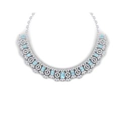 53.14 ctw Sky Topaz & VS Diamond Necklace 18K White Gold