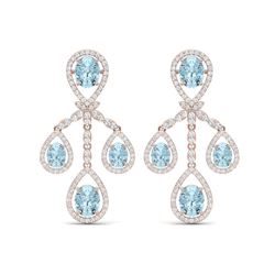 25.94 ctw Sky Topaz & VS Diamond Earrings 18K Rose Gold