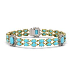 14.28 ctw Turquoise & Diamond Bracelet 14K Yellow Gold