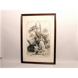 Antique Engraving Idyllic Landscape