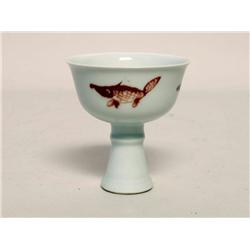 Antique Chinese Celadon Glaze Stem Cup
