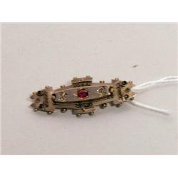 Gold Ruby Doublet Seed Pearl Brooch