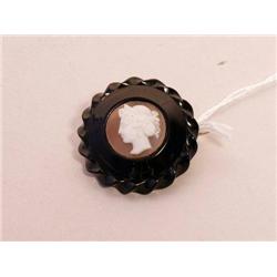 19th C. Jet Cameo Brooch