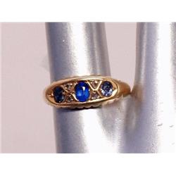 Gold, Blue Sapphire and Blue Paste Ring