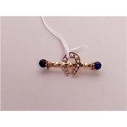 Horse Racing Lapis Lazuli and Pearl Bar Pin