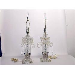 Pair Cut Crystal Lamps