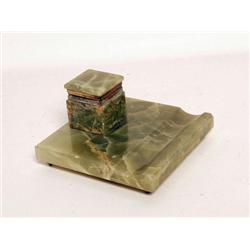 Arts and Crafts Green Onyx Ink Stand