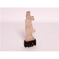 Chinese Rose Quartz Carving of Quan Yin