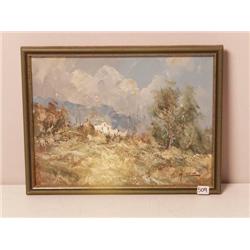 European Oil on Canvas Signed Indistinctly