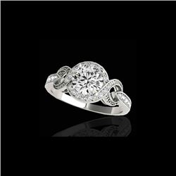 1.33 ctw Certified Diamond Solitaire Halo Ring 10K White Gold